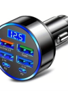 100W 6-in-1 Multi-Port Car Charger – Super Fast Charging with Digital Display for Mobile Phones & Devices